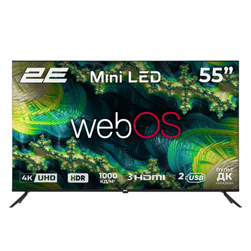 Телевізор 2E 55" MiniLED 4K 60Hz Smart WebOS Black