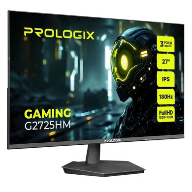 Монітор Prologix Gaming 27" G2725HM IPS 180Hz Black, Геймінг, 1920&times;1080, 27", 180 Гц, IPS, W-LED, Gaming G, 8 біт, 16:9, Регулювання кута нахилу, Плаский, HDMI, DisplayPort, 75&times;75, Матове, 1 мс