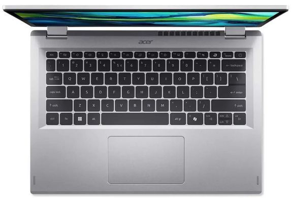 Ноутбук Acer Aspire Go Spin 14 AGSP14-31PT-37VB (NX.JBEEU.001) Silver, Aspire Go Spin 14, Офіс, Навчання, Core 3 N355, Intel Core 3, 8, SSD, 512 ГБ, Інтегрована, Intel UHD Graphics, Інтегрована, LPDDR5, 16 ГБ, 4800 МГц, 14", 1920&times;1200, IPS, 300 ніт, 60 Гц, USB-A; USB-A; USB-C; USB-C; HDMI, 53 Вт&middot;год