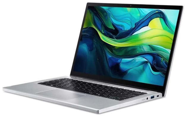 Ноутбук Acer Aspire Go Spin 14 AGSP14-31PT-37VB (NX.JBEEU.001) Silver, Aspire Go Spin 14, Офіс, Навчання, Core 3 N355, Intel Core 3, 8, SSD, 512 ГБ, Інтегрована, Intel UHD Graphics, Інтегрована, LPDDR5, 16 ГБ, 4800 МГц, 14", 1920&times;1200, IPS, 300 ніт, 60 Гц, USB-A; USB-A; USB-C; USB-C; HDMI, 53 Вт&middot;год