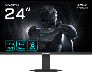 Монітор Gigabyte 23.8" Gaming GS24F14 IPS Black 144Hz, Геймінг, 1920&times;1080, 23.8", 144 Гц, IPS, W-LED, Gaming GS, 8 біт, 16:9, Регулювання кута нахилу, Плаский, HDMI, DisplayPort, 3.5 мм audio, 100&times;100, Матове, 1 мс