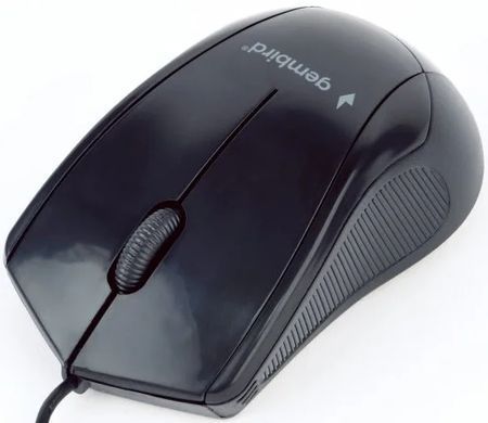Миша Gembird MUS-3B-02 Black, Black, Офісна, Дротова, 3, USB, 1000, 1.35 м, Пластик, 116 &times; 64 &times; 37 мм, Симетричний, Оптичний