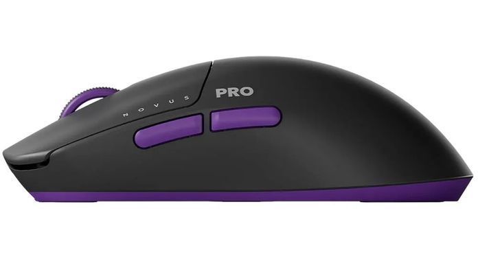 Миша бездротова Dark Project Novus Pro Wireless Black/Purple (DPP_Novus_PRO_BB), Purple, Ігрова, Бездротова, 6, USB; 2.4 ГГц, 26000, Пластик, 125 &times; 65 &times; 39 мм, Симетричний, Оптичний