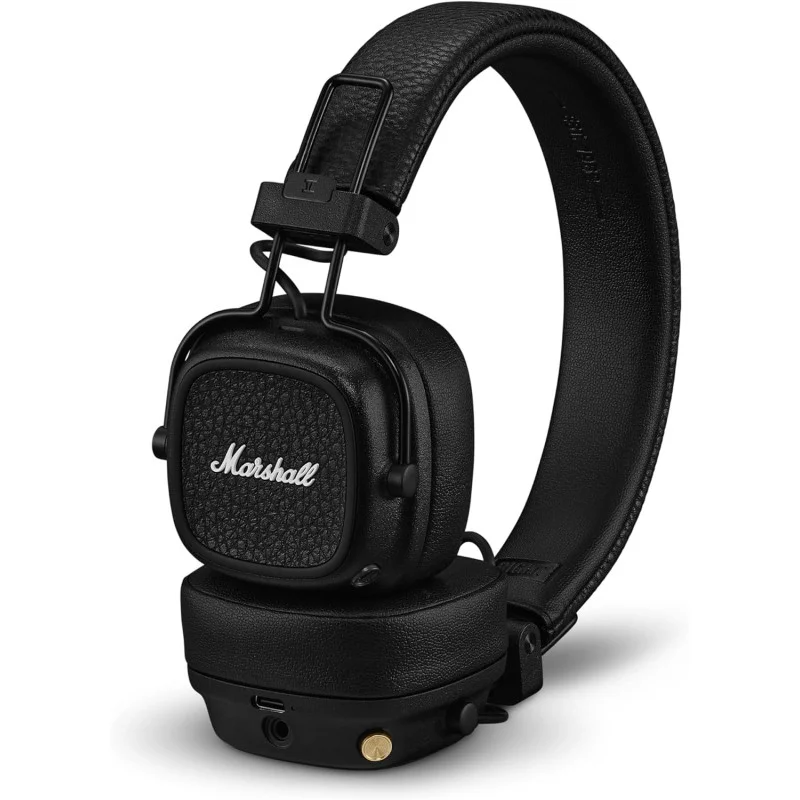 Бездротові навушники Marshall Major V Black. Керування Control Knob, порти USB-C та 3.5 мм.