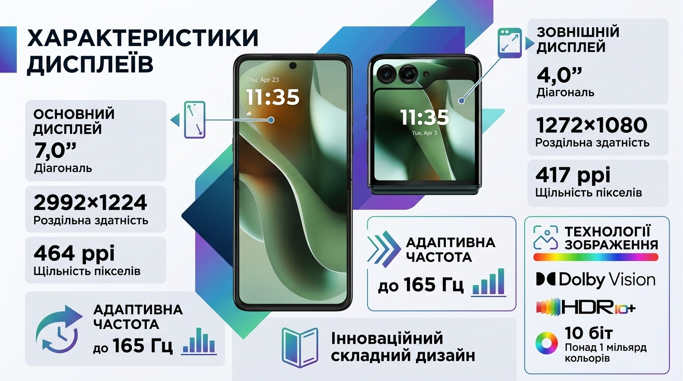 Дисплеї Motorola Razr 60 Ultra