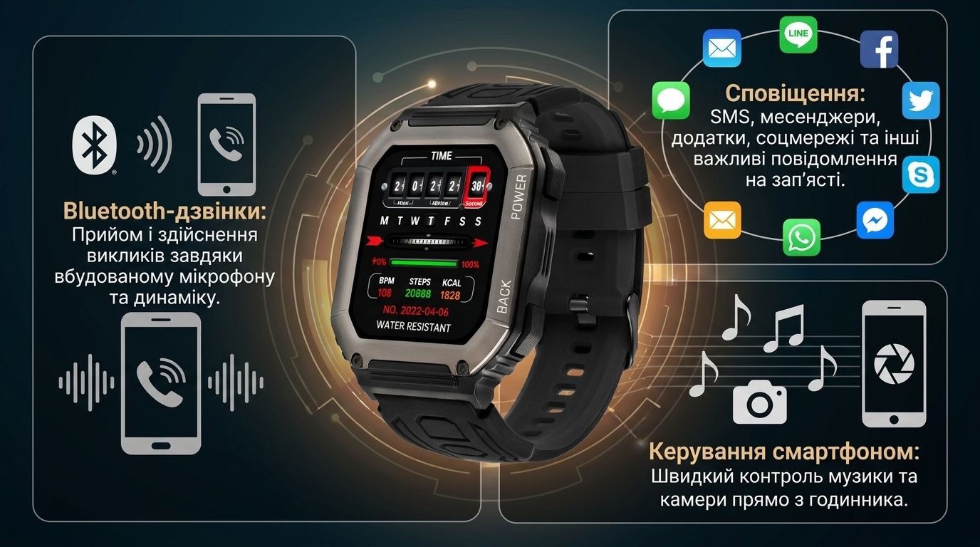 Gelius Tactical Navy GP-SW007 смарт функції